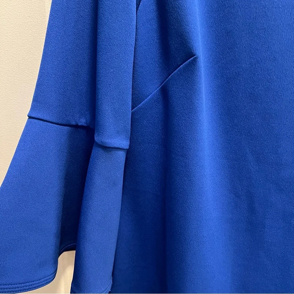Jessica H. Royal Blue Bell Sleeve Exposed Gold Zipper Dress. Size 12. - Picture 7 of 11